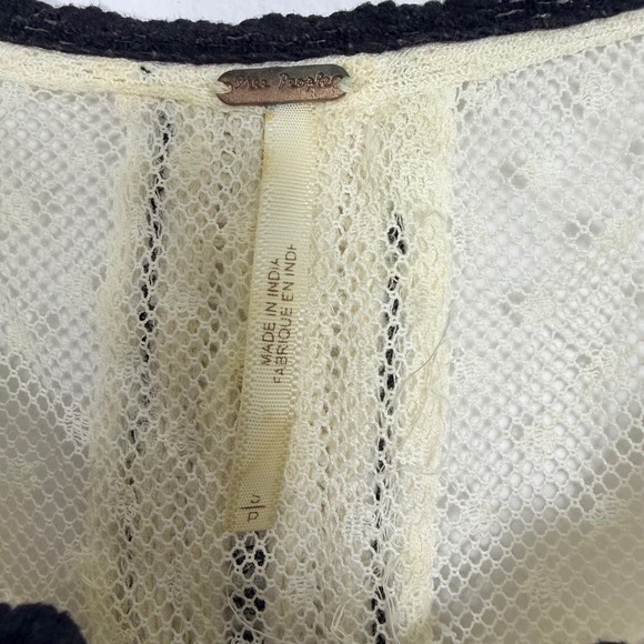 Free People Star Dust Mesh Roses Are Red Embellished Gauze Lace Up Tunic‎ Top XS - Picture 3 of 6